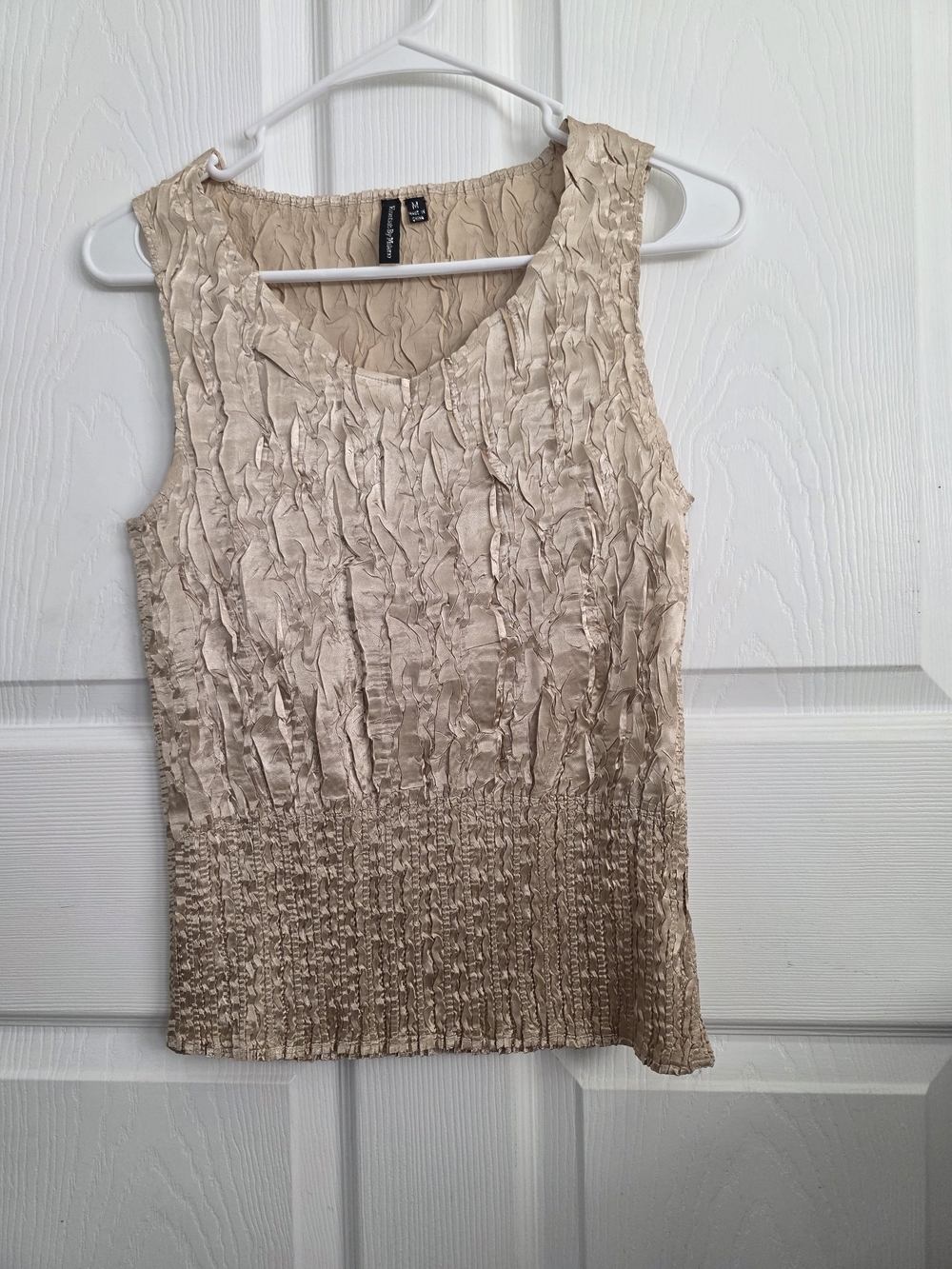 Essentials by Milano Crinkled Tank Top - Beige